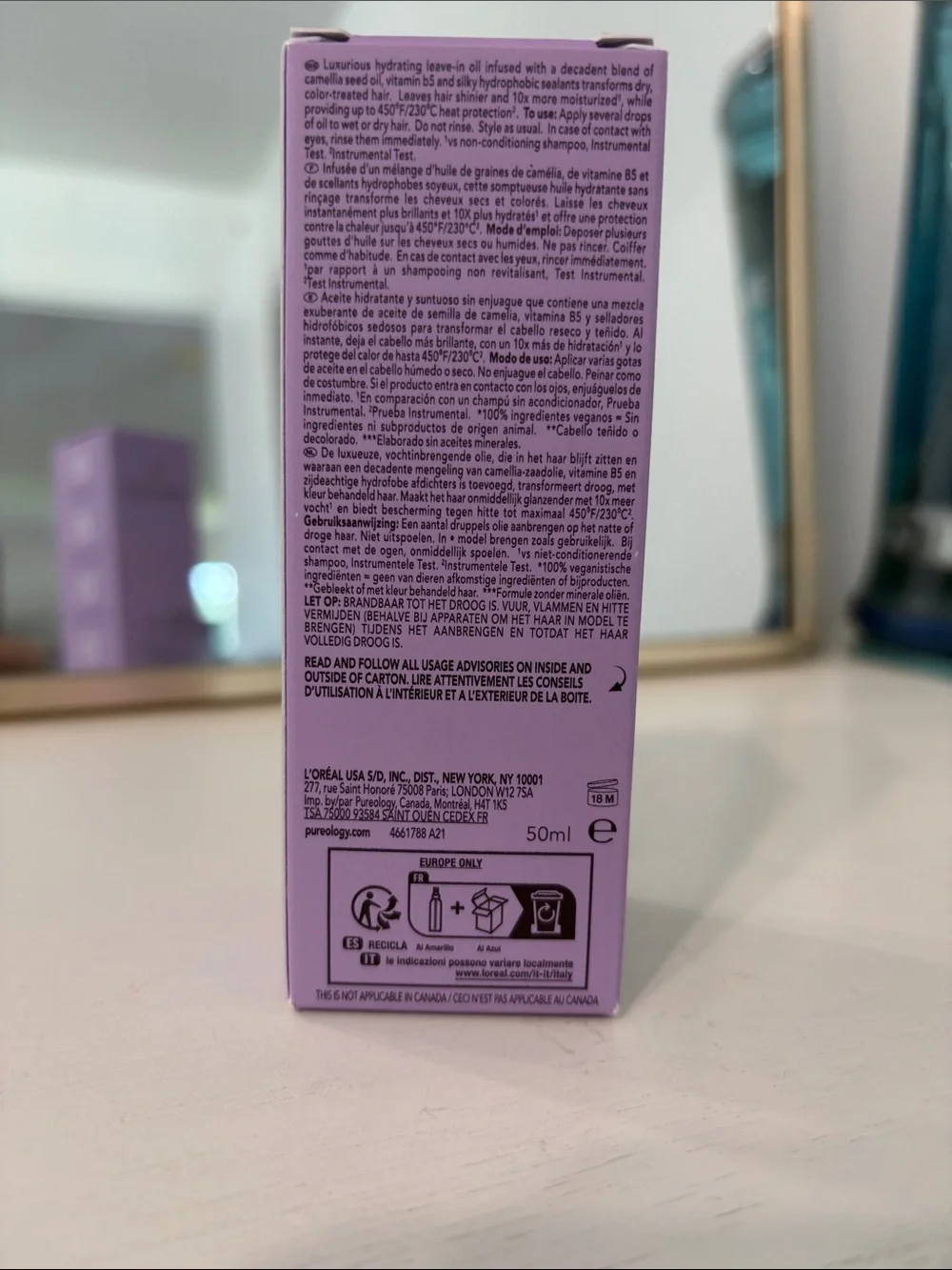 Pureology Hydrate Glow Catcher Oil - Lavender Box